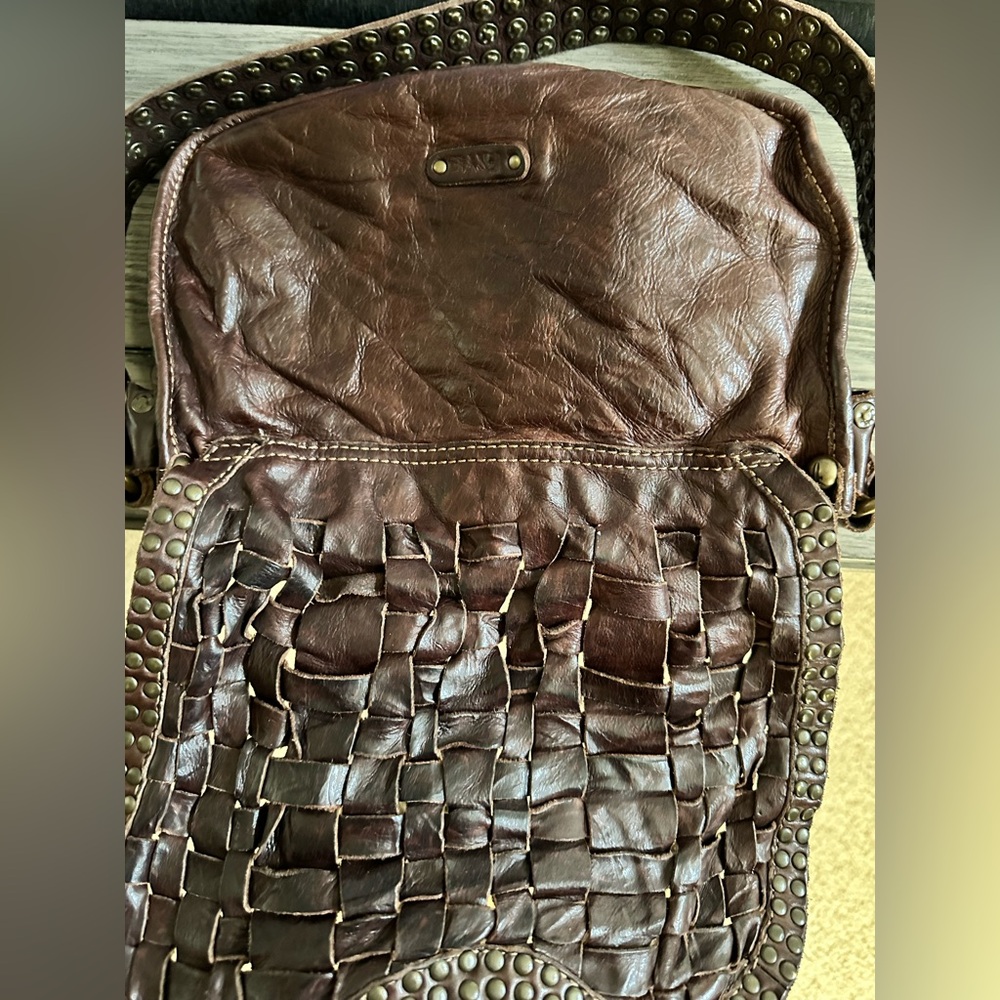 Frye Stacy Brown Woven Leather Shoulder Bag - Picture 4 of 5